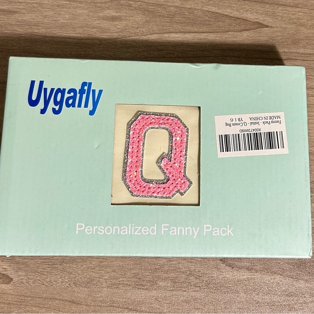 Uygafly Cream Belt Bag - Waterproof Nylon, Adjustable Strap, Letter Q initial - Picture 7 of 8